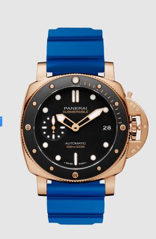 Panerai Submersible 42mm Replica Watch PAM00974 CAOUTCHOUC LIGHT BLUE